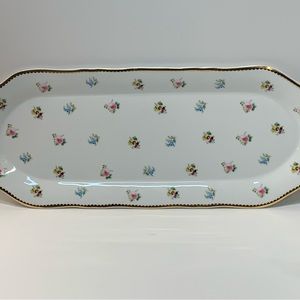 I. Godinger Discontinued Serving Tray with Roses and Violets trimmed in Gold